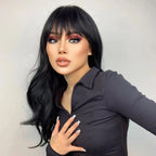 Blonde synthetic wig with straight bangs Ladies Cosplay wig High temperature silk wig set with big waves and long curly hair