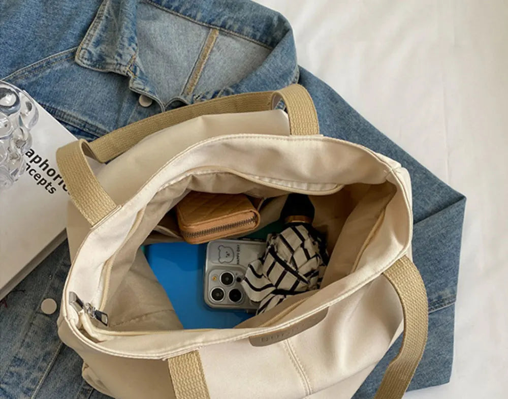 Casual Women's Bag New Large Capacity Canvas Tote Bag Lightweight Women Shoulder Bags Simple Style Female Handbags HJ8396