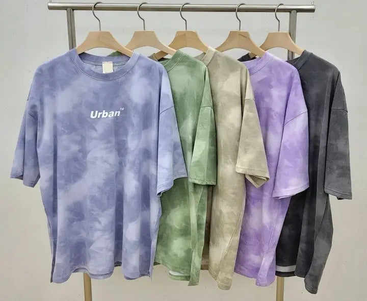 2Piece Suit Women T-Shirt Shorts Set Tie Dye Loose tshirt and wide leg middle shorts with pockets female Casual Soft Summer Sets