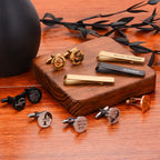 Custom Engraved Round Cufflinks & Tie Clip Set Stainless Steel Anniversary Wedding Birthday Groomsmen Gift for Father Husband