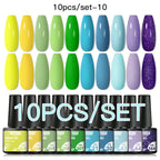 10PCS/Set Gel Nail Polish Set 125 Colors Glitter Semi Permanent Hybrid Gel Varnishes Base Top Coat Soak Off UV LED Nail Art Gel