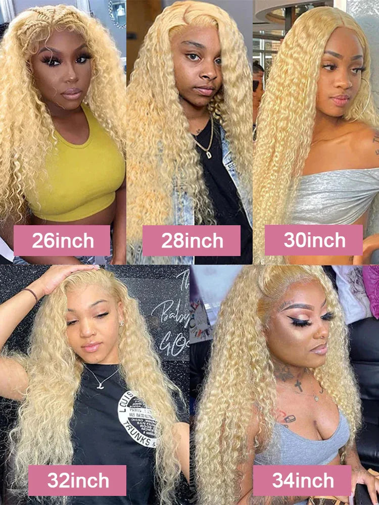 Deep Wave 13x6 HD Lace Frontal Human Hair Wig 30 40 Inch Curly 613 Honey Blonde Water Wave 13x4 Lace Front Wigs For Women 250%