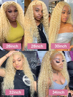 Deep Wave 13x6 HD Lace Frontal Human Hair Wig 30 40 Inch Curly 613 Honey Blonde Water Wave 13x4 Lace Front Wigs For Women 250%