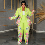 2 Piece Women Sets 2024 New Arrival Plus Size Autumn Winter Matching Two Pieces Sets Blazers Top Pants Suits Outfits Clothing