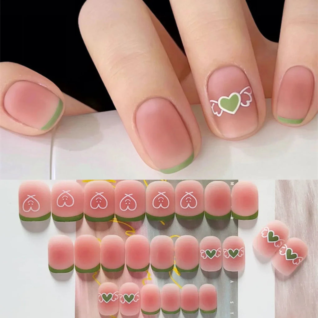 24PCS/SET Cold Black Chess Board Wearing Fake Nails Finished Product Long Full Coverage Acrylic Removable Press on Nails Art Tip