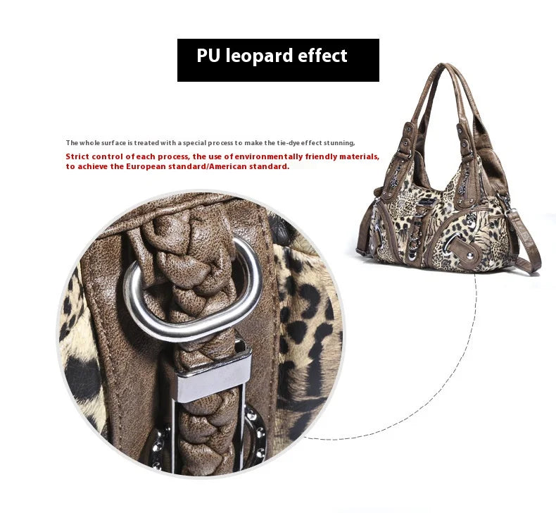 Angelkiss Women Handbags Leopard Bag Top-handle Handbag Fashion Satchel Dumpling Pack Shoulder Bag Tote Bag Hobos Large Purse