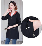 Double-Sided Trench Coat Women 2023New Fashion Spring Autumn Clothes Hooded Mid-Length Windbreakers Female Outerwear Casual Tops