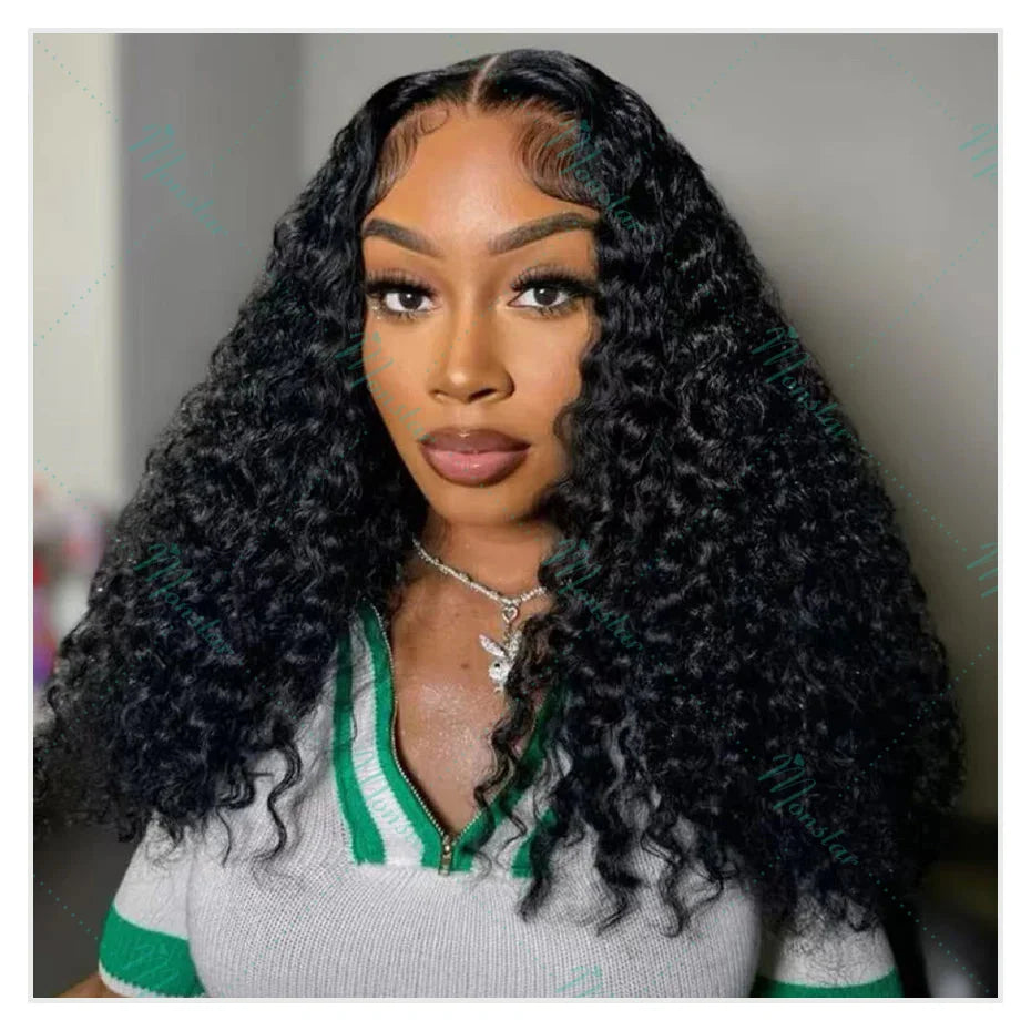 300% Density Burmese Curly Human Hair Wigs 13x4 13x6 HD Full Lace Frontal Wig 100% Human Hair Wigs with Spiral End Natural Black