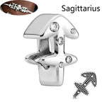 Authentic 925 Sterling Silver Sparkling Aries Leo Scorpio 12 Zodiac Signs Constellation Charm Beads Fit Pantaro Bracelet Jewelry