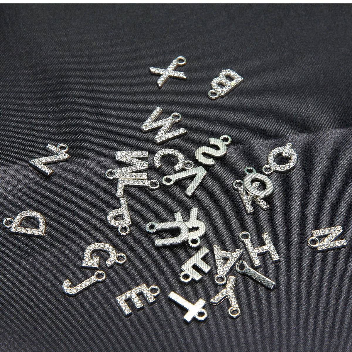 10pcs /26pcs pieces silver English letters drill metal pendant DIY fashion necklace bag pendant earrings material
