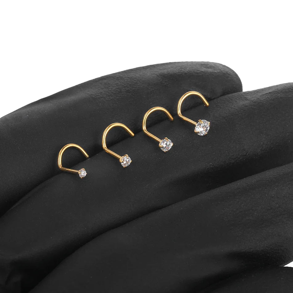 1PC Titanium 18G /20G 1.5/2/2.5/3mm Zircon Gem Nose Stud Piercing Screw Prong CZ Nostril Earring Nariz Piercings Sexy Jewelry