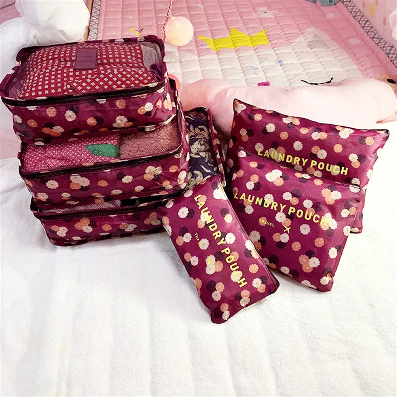 6 PCS Travel Storage Bag Set for Clothes Tidy Organizer Wardrobe Suitcase Pouch Travel Organizer Bag Case Shoes Packing Cube Bag