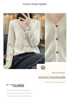 100 Merino Wool Knitted V-neck Sweater Women's Top Loose Korean Version Fashionable Versatile Autumn And Winter Cashmere Sweater