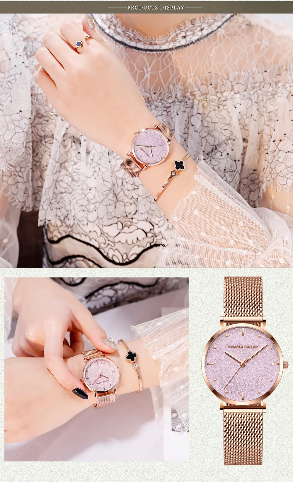 2025 New Women's Luxury Watch Matte Dial Japanese Quartz Movement Stainless Steel Mesh Strap Hannah Martin Brand Original Watch