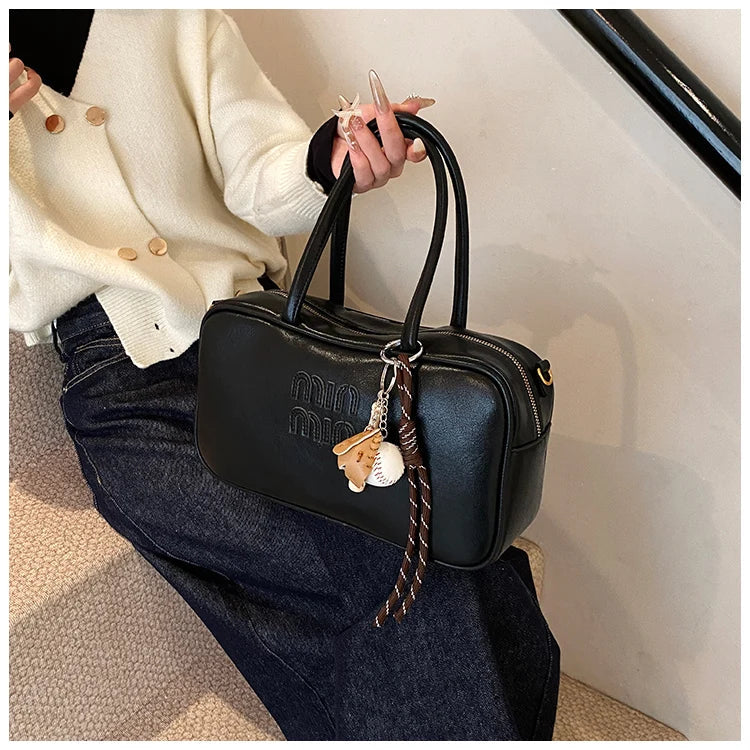 2025 new high-end luxury designer Boston handbag female niche retro fashion all-match pillow bag shoulder messenger bag trend