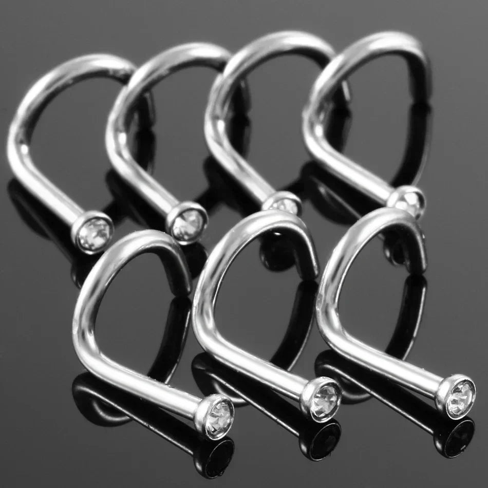 100Pcs/lot Surgical Steel Nose Piercing Stud Earrings Nostril Piercing Crystal Nariz Pirsing Nose Rings for Women Jewelry Gift