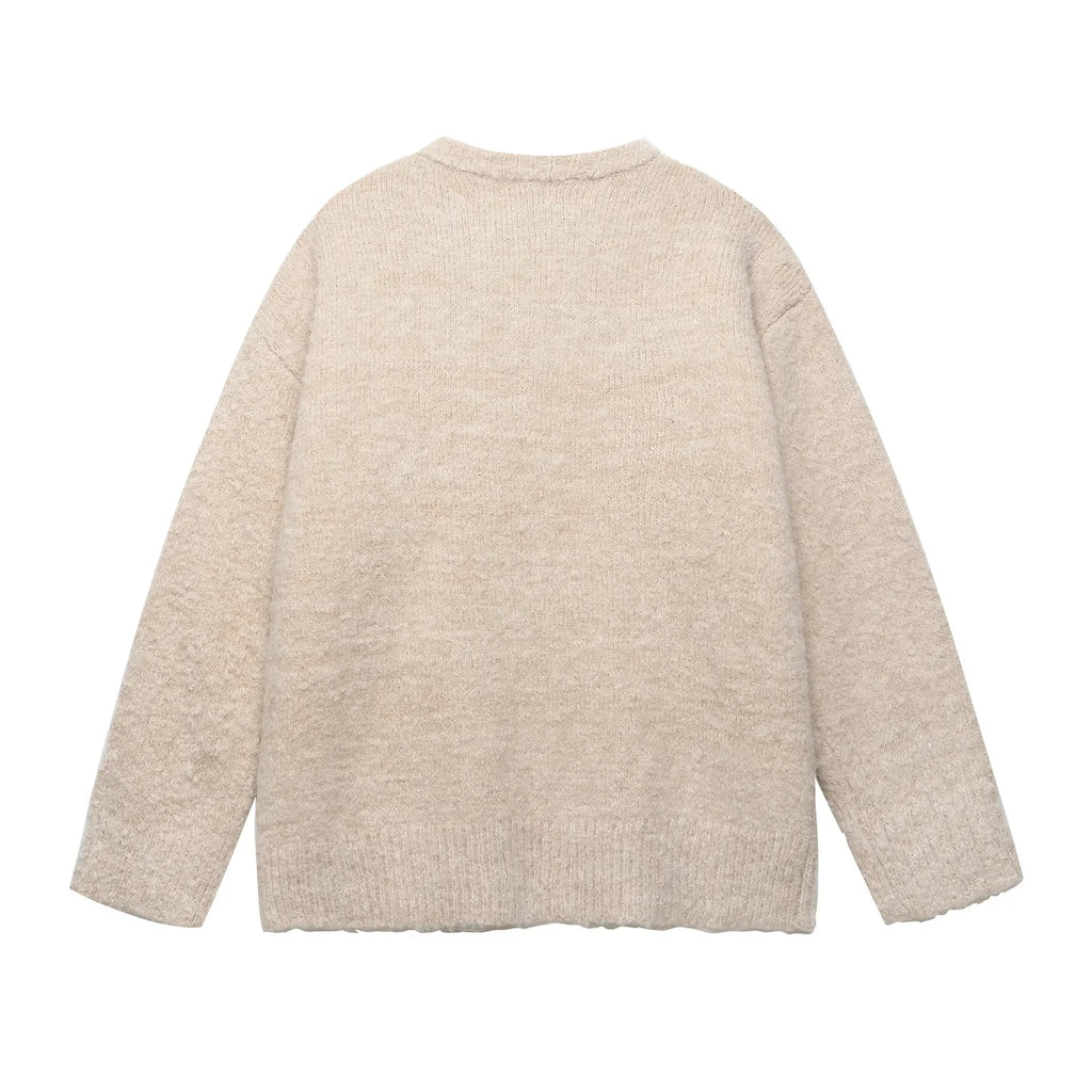 2025 Autumn and winter men's and women's American retro fun cute cat jacquard knitted sweater loose and lazy couple's top