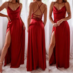 Backless Slimming Long Evening Dress Women Sexy V Neck Sleeveless Gown With Waist Tie For Formal Party Wedding Guest Maxi Dress