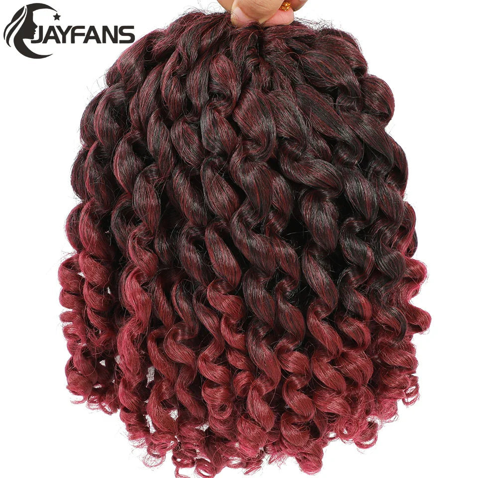 1- 5 Packs 8 inch Jumpy Wand Curl Jamaican Bounce Crochet Hair Natural Black Wand Curls Crochet Hair Short Curly Crochet Braids
