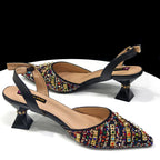 2025 Luxurious Italian Women's Party Shoes & Bag Set â€?Elegant Golden Rhinestone Spring/Summer Sandals with Pointed High Heels f