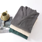 2025 Japanese New Spring/Summer Couple Kimono Robe 100% Cotton Crepe Cloth Men's and Women's Bathrobe Thin Home Sleeping Robe