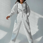Autumn Women's Monochrome Long-Sleeved Jumpsuit Solid Color Zip-up Sportswear Female Winter Casual Tracksuit Fashionable Hoodies