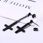 BONISKISS Men Women Stainless Steel Inverted Upside Down Cross Earring Church of Satan Temple Occult Satanic Witchy Stud Jewelry