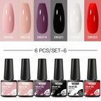 6PCS/SET Glitter Bright Pink Peach Gel Nail Polish Kit Spring Colorful Semi Permanent Soak Off Art UV Gel Varnish For Manicure