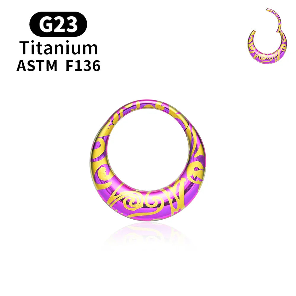 ASTM F136 Titanium 16G Moon Septum Hoop Ring Anodizing Hinged Segment Nose Clicker Tragus Helix Daith Earring Piercing Jewelry