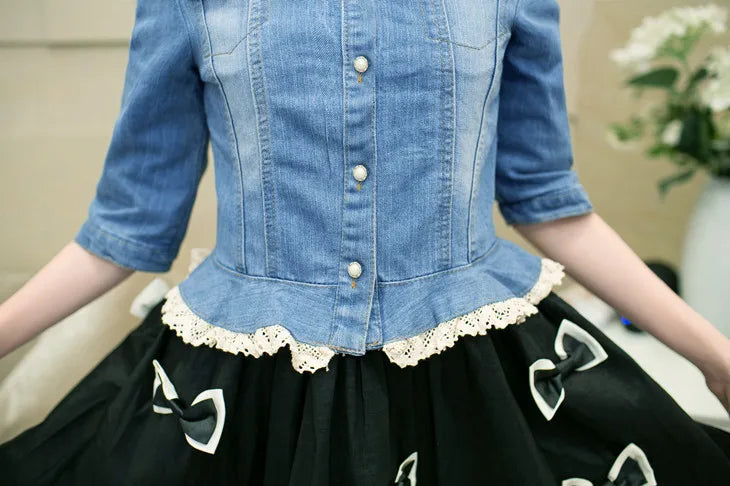 2023 Spring/Summer New Denim Jacket Women's Korean Casual Slim All-Match Short Crop Sleeve Short Sleeve Denim Button Up Top