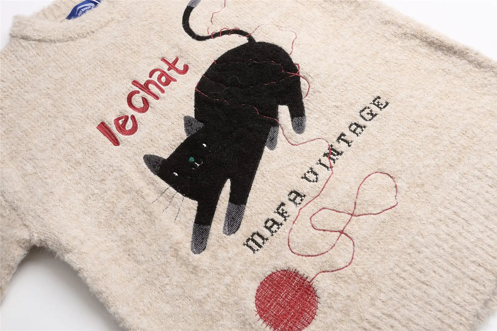 2025 Autumn and winter men's and women's American retro fun cute cat jacquard knitted sweater loose and lazy couple's top