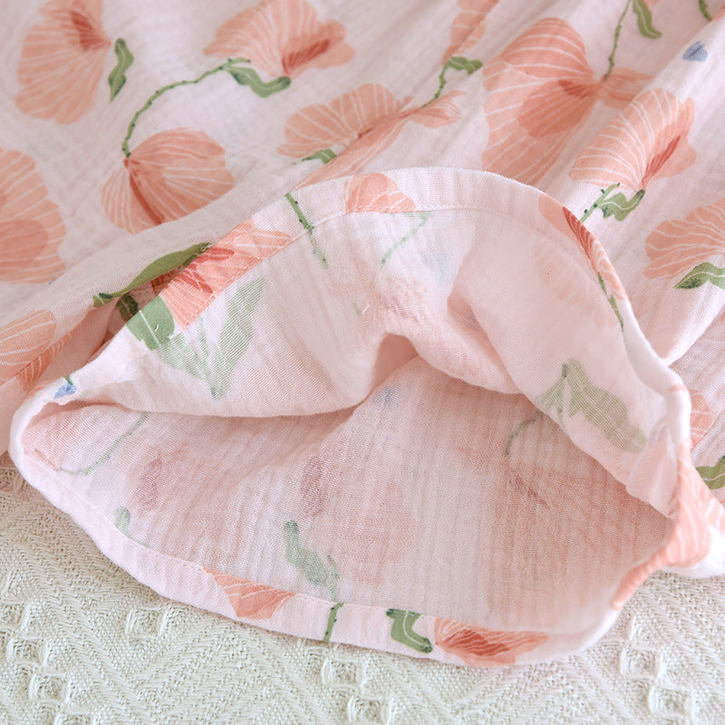 2025 New Summer Women's Pajama Set 100% Cotton Suspenders+Shorts with Chest Pads Two Piece Set of Ladies Flower Home Furnishings