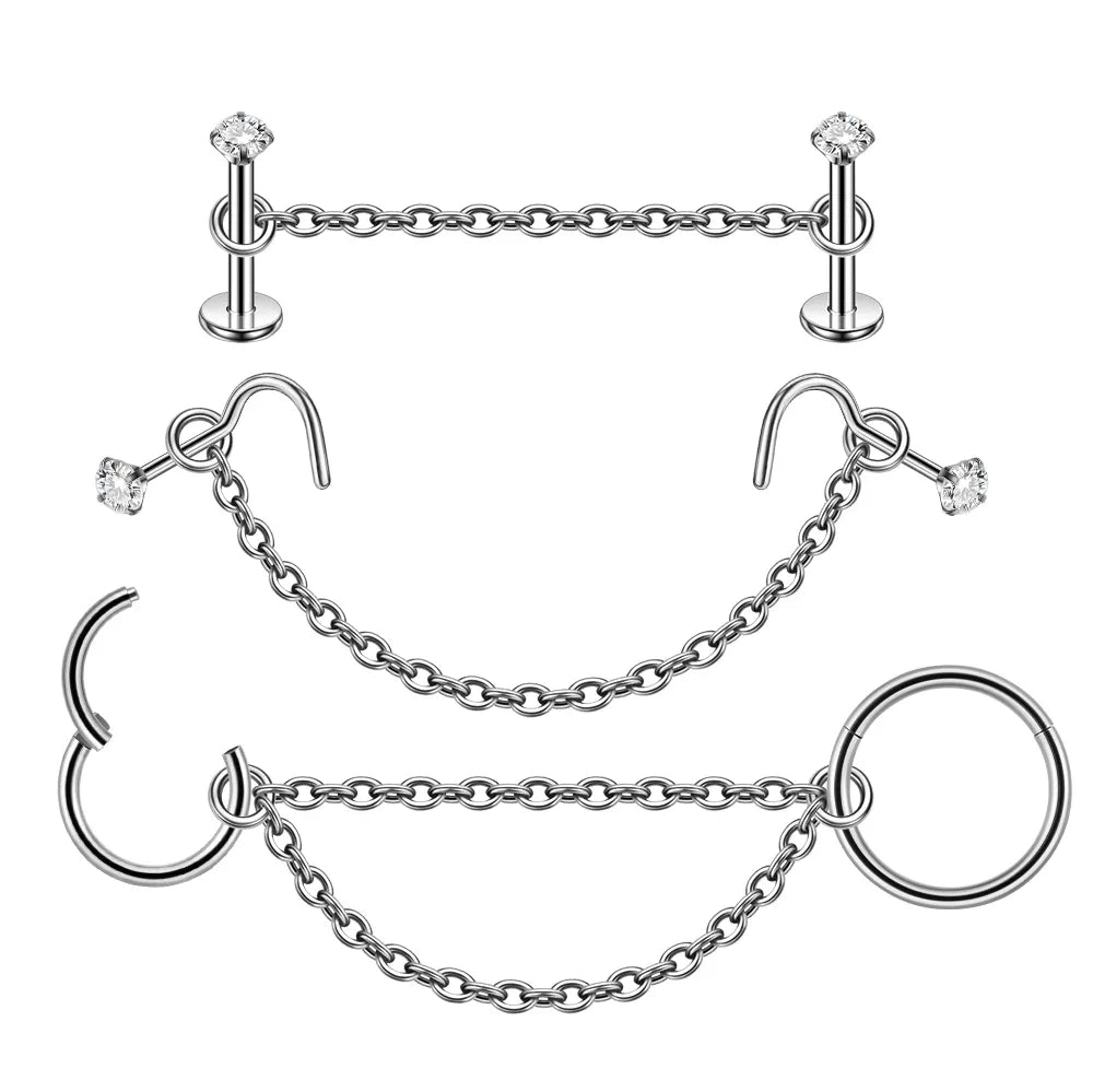 Dreamlee ASTM G23 Titanium Connector Chain For Nose Ring Hoop Clicker Cartilage Helix Body Piercing Jewelry Accessory