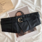 Belt for Women's Fashion with Dress and Coat Design Elastic Waistband Black Versatile Wide Belt Designer Belt