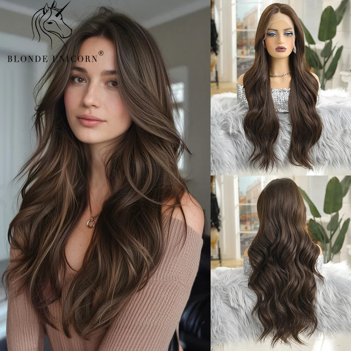 13x6 Lace Front Wig Blonde Wave Synthetic Wigs for Women Daily Party Cosplay Use Heat Resistant Fiber Hair