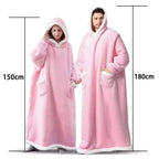 180cm Super Long Flannel Blanket Pyjamas with Sleeves Winter Hoodies Sweatshirt Women Men Pullover Fleece Giant Oversized Outdoo