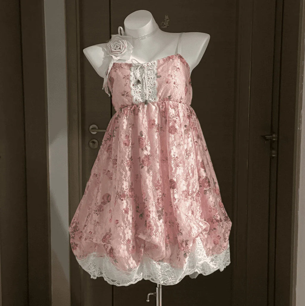 2000s Gothic Vintage Mini Dress Women Sleeveless Strap Party Dress Evening Lace Retro Cltohing Japanese Y2k Black Chic