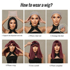 Allbell Magique Short Wavy Wig Bob Curly Wig With Bangs Dirty Orange Lolita Wigs Natural Synthetic Wig For Woman Heat Resistant