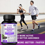 Black Elderberry 2800 Mg - with Vitamin C and Zinc, Immune System Support, Antioxidant Supplement, Skin Health Benefits