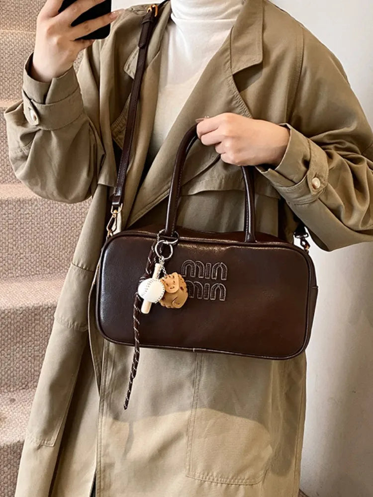 2025 new high-end luxury designer Boston handbag female niche retro fashion all-match pillow bag shoulder messenger bag trend