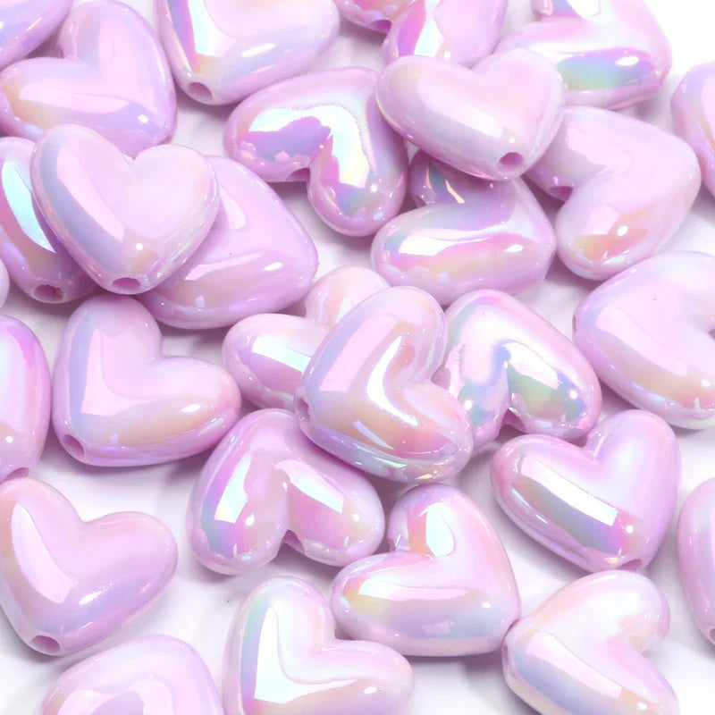 10pcs 15x17mm Macarons ABS Spacer Beads Gradients Heart Acrylic Beads For Diy Jewelry Making Bracelet Necklace Earrings Pendant