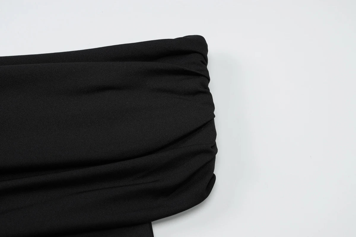 Dulzura Sleeveless Off Shoulder Ruched Bodycon Crop Top Solid Sexy Elegant T-Shirt Party Club Streetwear Spring Summer Top