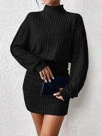 Autumn And Winter Slim Fit Fashionable Long Sleeved High Neck Slim Fit Dress Striped Women's New Dress