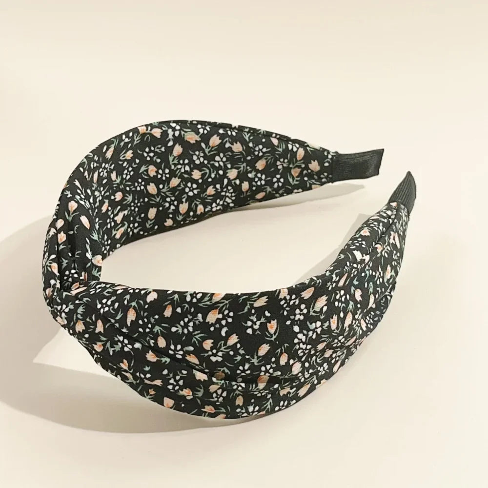 Bohemian Floral Cross Headband Women Wide Bands Hair Hoop Styling Tool Fabric Flower Print Vintage Headwear Accessories Summer