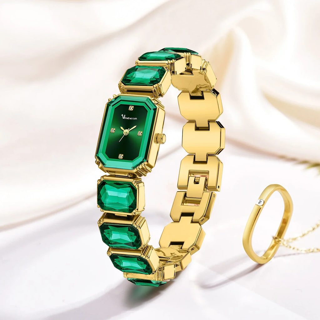 2025 New Women Watches Luxury Diamond Square Quartz Movement Stainless Steel Mesh Belt Original Gold Fashion Dress Women's Watch