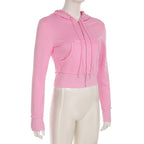 BIIKPIIK Drawstring Hooded Hoodie Suits Autumn Winter Solid Zipper Women Casual Pants Set Street Sporty Sweatshirt Two Piece Set