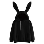 2025 autumn and winter new women's clothing Harajuku Wei hooded rabbit hoodie solid color loose casual women's top women's coat