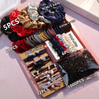 1085PCS Dark Hair Accessories for Woman Set Seamless Ponytail Holders Variety Hair Scrunchies HairBands Scrunchy Hair Ties