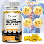 Daitea Calcium Magnesium Zinc Capsules Vitamin D3 helps support bones, teeth, heart, and enhance immune system function.