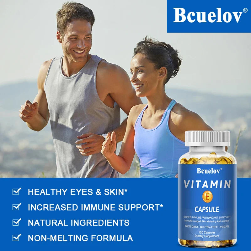 Bcuelov Vitamin E Softgels, Antioxidant Supplements, Easily Absorbed - Supports Skin, Heart & Immune Health Capsules, Non-GMO